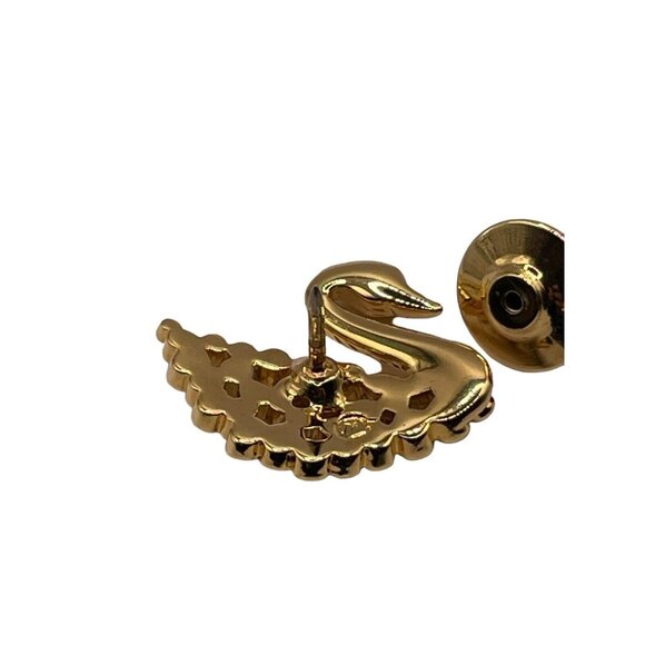Swarovski Signed Multicolor Crystal Gold Tone Colorful Swan VTG Lapel Pin Brooch - Picture 7 of 9